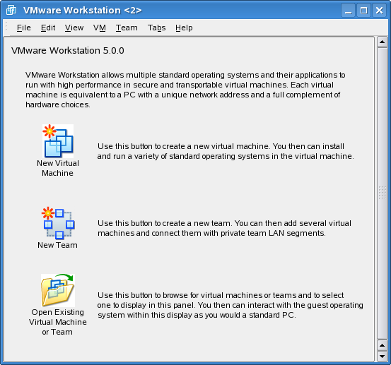 Startbildschirm der VMware